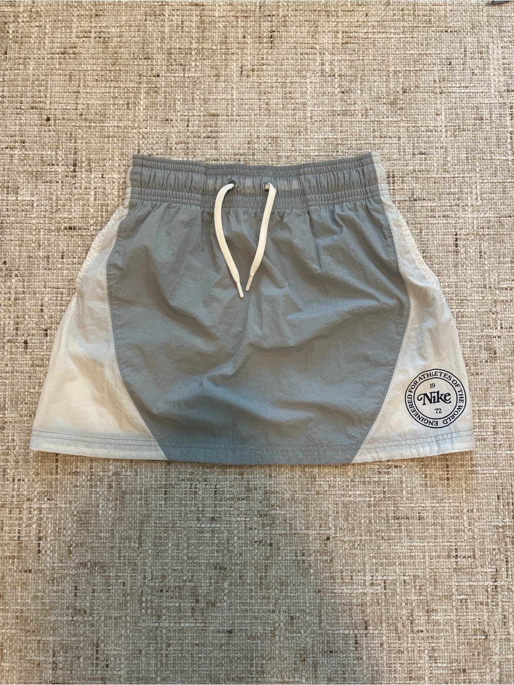 Nike gray & white mini skirt with drawstring waist